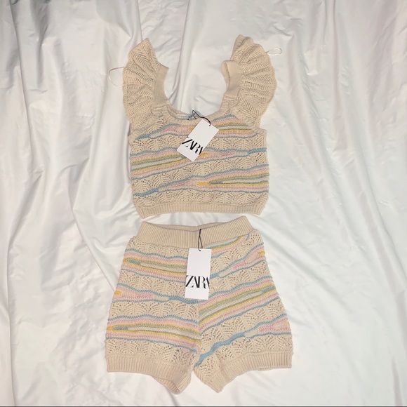 ZARA 2 piece crochet knit top & bottom set - Picture 2 of 2